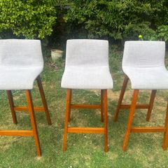 3 Modern Grey Kitchen Stools