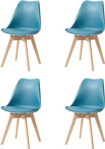Set of 4 Scandinavian Dining Chairs, Upholstered Chairs with Beech Wood Legs for Dining Room, Living Room, Bedroom, Kitchen
