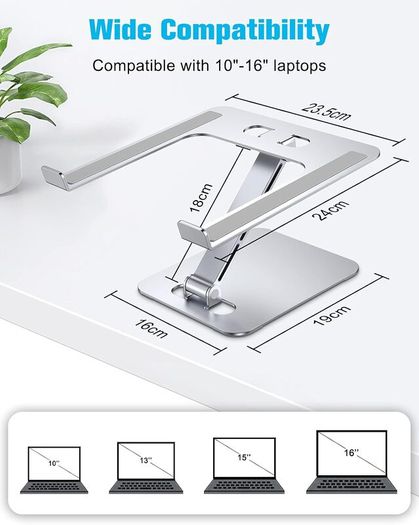 Laptop Stand, Ergonomic Foldable Computer Stand with Adjustable Height, Ventilated Aluminium Alloy Laptop Riser Desktop Book Stands Compatible with MacBook Air Pro