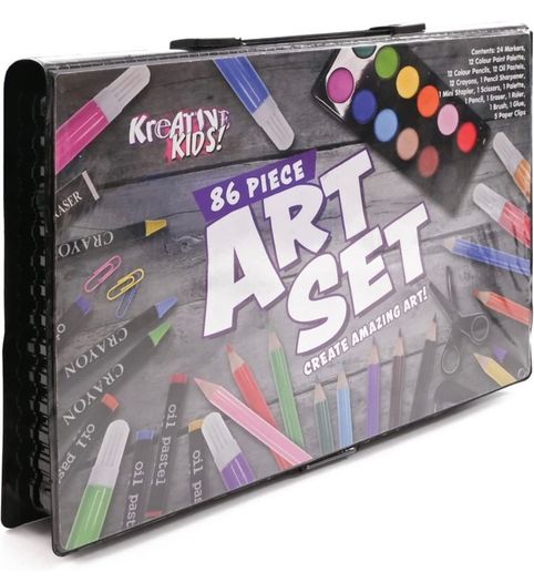 86 Piece Craft and Art Set - Kids Colouring Kit with Crayons and Watercolour Paint (FREE POSTAGE)