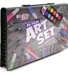 86 Piece Craft and Art Set - Kids Colouring Kit with Crayons and Watercolour Paint (FREE POSTAGE)