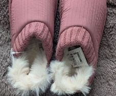 Next pink fur slippers