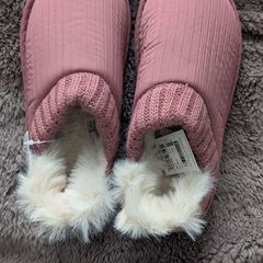 Next pink fur slippers