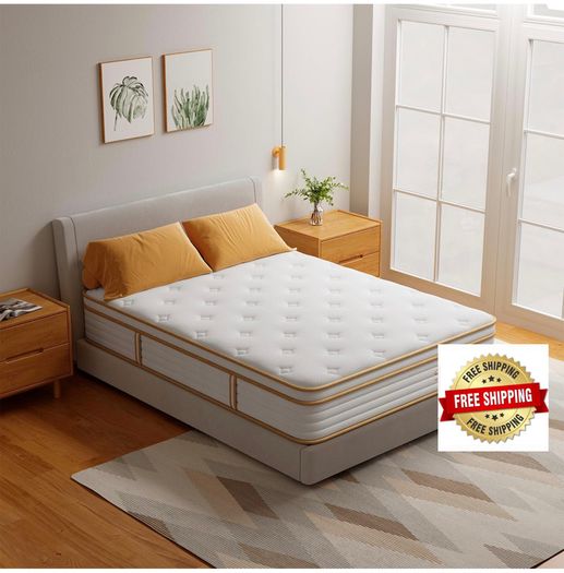 Kingsize Mattress 150x200 25cm Hybrid 5ft Mattress with Memory Foam & Pocket Springs 8-Layer 7-Zone Orthopaedic Euro Top Medium Firm for Pressure Relief & Motion Isolation(Yellow)