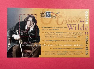 Oscar Wilde   2 Pound Stamp Mini Sheet  scarce The Stamp Show. EARLS COURT 2000