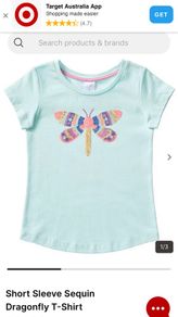 Target Australia Short Sleeve Sequin Dragonfly T-Shirt Age 1 EUC
