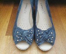 Navy Wedge Sandals. BNWT size 4/37