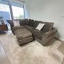 Grey corner sofa with matching footstool Image 2