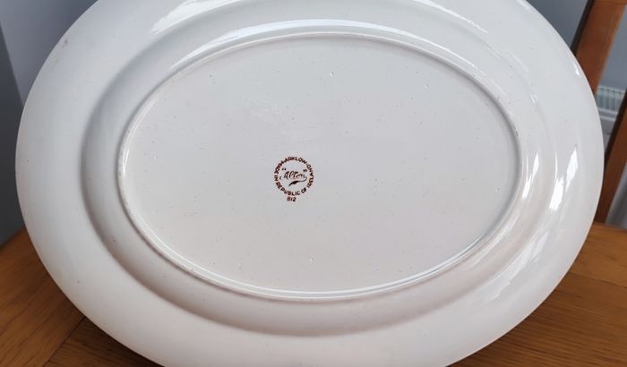 Vintage Arklow Pottery Oval Serving Platter: Alton Design, Gold Trim