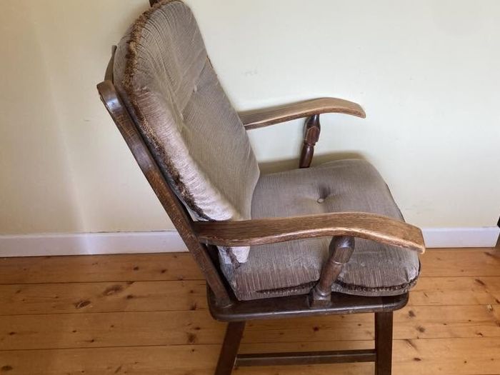 Classic Vintage Upholstered Armchair | Solid Wood Frame