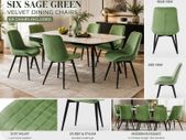Set of 6 Sage Green Velvet Dining Chairs Upholstered Kitchen Dining Room Chairs