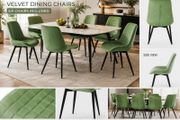 Set of 6 Sage Green Velvet Dining Chairs Upholstered Kitchen Dining Room Chairs