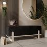 Aria Contemporary Velvet Bench  Luxurious Seating with a Glamorous Gold Base Image 3