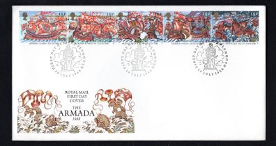 1988 Great Britain Victory over Armada Commemorative Stamps Addressed First Day Cover (FDC)