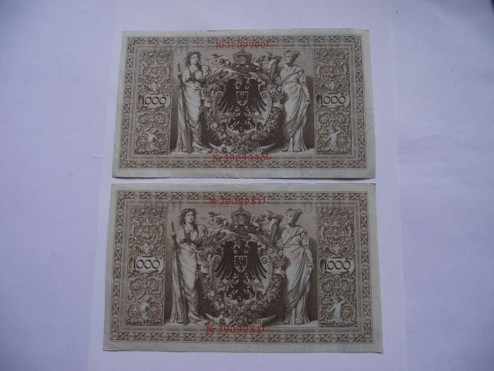 Germany. Reichsbanknote. 2@1000 Mark (21.04.1910) Nice Condition!