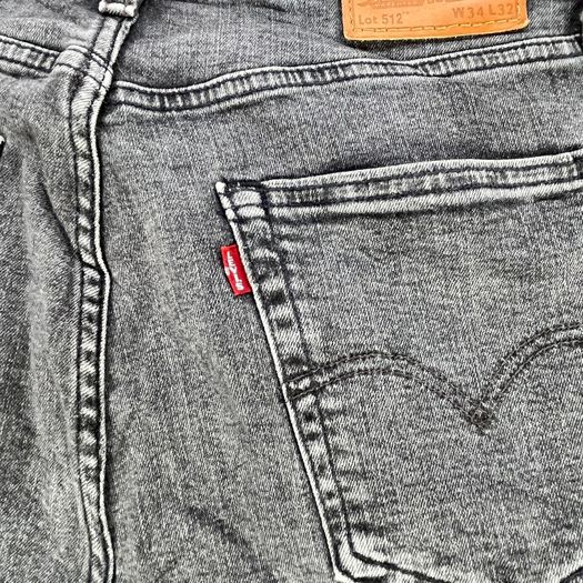 Levi's 512 Tapered Jeans Slim Fit - Premium Big E W34 L24 Washed Black/Grey