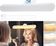 Mirror Lights, Rechargeable Battery Dressing Table Lights  Stick On Mirror, 4000mAH, Touch Make Up Vanity Lights, Screw-Free Portable LED Lamp Bathroom Lighting USB Light Bulb Walnut