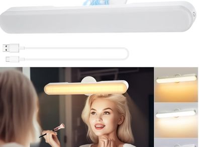 Mirror Lights, Rechargeable Battery Dressing Table Lights  Stick On Mirror, 4000mAH, Touch Make Up Vanity Lights, Screw-Free Portable LED Lamp Bathroom Lighting USB Light Bulb Walnut