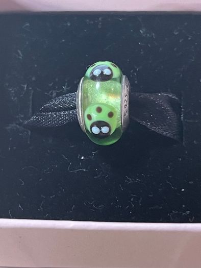 Pandora Green Ladybug Murano Glass Charm