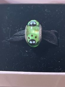 Pandora Green Ladybug Murano Glass Charm