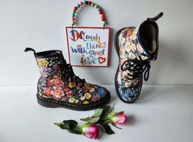 Dr Martens 1460 8 hole Sienna Miller floral england vintage boots UK4 EU37 US 6