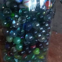 Antique collection of old marbles in large clip sealed jar at a  its full to the top attack findvery old house in france Beautiful