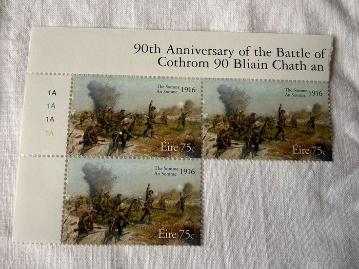 First day cover letter and MNH 90th anniversary of The Battle of The Somme stamps