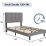 Small Double Bed Frame, Light Grey, Upholstered Wooden Slat Bed Frame with Headboard Image 8