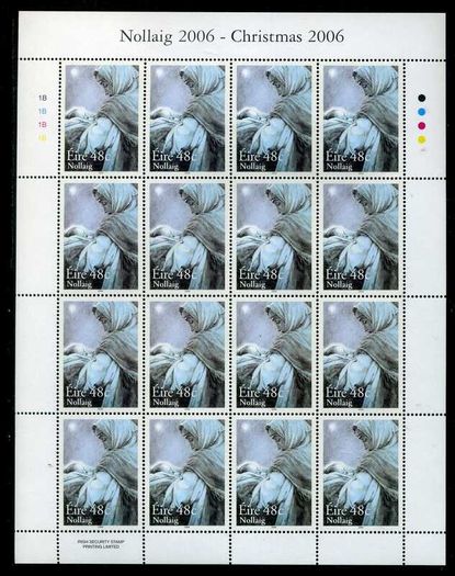 2006 Ireland Christmas Commemorative Stamp Sheetlets Plate 1B1B1B1B Mint Never Hinged (MNH)