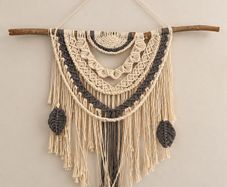 Large Boho Macrame Wall Hanging | Cream & Grey | Handmade Style