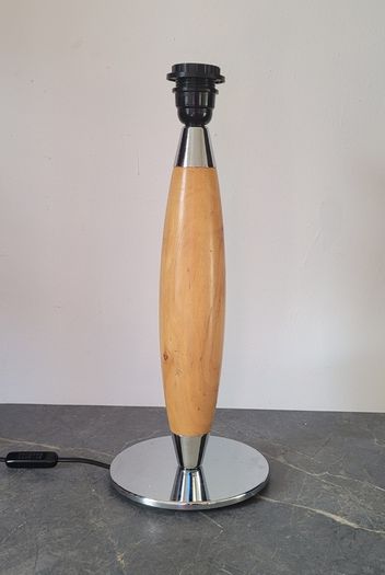 Vintage beech & chrome table lamp