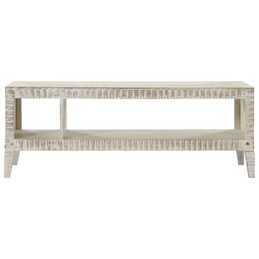 Coffee Table White 110x50x40 cm Solid Mango Wood