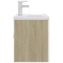 Sink Cabinet with Built-in Basin White and Sonoma Oak Chipboard Image 6