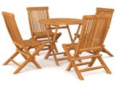 5 Piece Garden Dining Set Solid Teak Wood