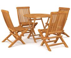 5 Piece Garden Dining Set Solid Teak Wood