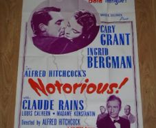 Alfred Hitchcock: Notorious 1950's Re-Release Single Sheet 27 x 41 inches