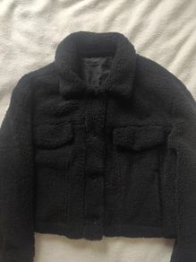 Bershka Black Teddy Fleece Jacket Size L