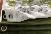 Designer Elegant Velvet Curtains, Olive Green. Perfect conditions. Made in Spain.