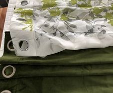 Designer Elegant Velvet Curtains, Olive Green. Sold as Pair. Made in Spain..