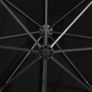 Cantilever Umbrella with Pole and LED Lights Black 300 cm Image 2