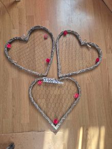 Rustic Heart-shaped mesh display frames