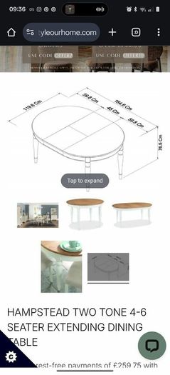 Hampstead extending dining table