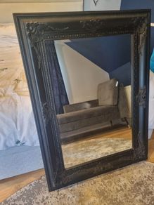 Large Ornate Black Frame Mirror
