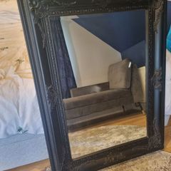 Large Ornate Black Frame Mirror