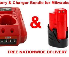 12v Battery & Charger Bundle for Milwaukee Range of Tools
