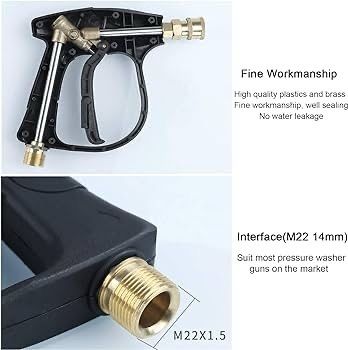 NEW SALE | High Pressure Washer Gun with 5Pcs Spray Nozzles, 4350 PSI 1/4" Quick Release Car Washer Gun, Power Short Spray Gun M22 Metric Thread for Car Cleaning