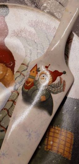 Christmas Cake Plate with Cake Slice/Server