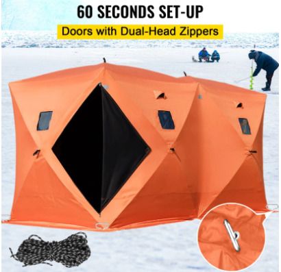 BRAND NEW Ice Fishing Tent Shelter Shanty Pop-Up 8-Person 300D Oxford Fabric Waterproof Windproof for Winter Fishing Camping Hiking