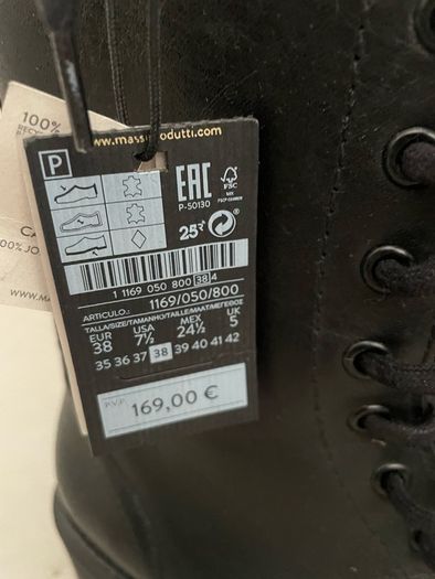 Women's high ankle boots Massimo Dutti Boots Chunky platform sole black leather size 5 Brand new
