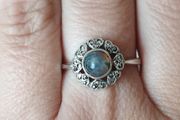 Sterling Silver Ring with Labradorite and Marcasite.